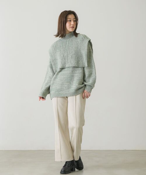 RETRO GIRL(レトロガール)の「ニットレイヤードSET(ニット/セーター・レディース・ブラック/ナチュラル/グリーン・FREE)」の8枚目の写真