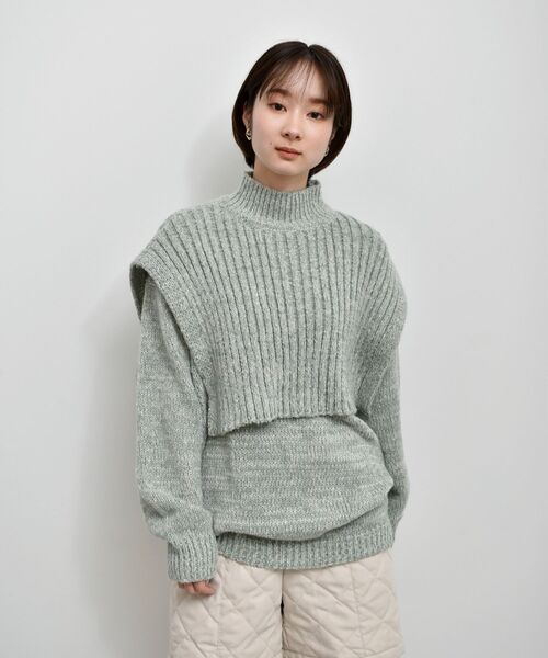 RETRO GIRL(レトロガール)の「ニットレイヤードSET(ニット/セーター・レディース・ブラック/ナチュラル/グリーン・FREE)」の14枚目の写真