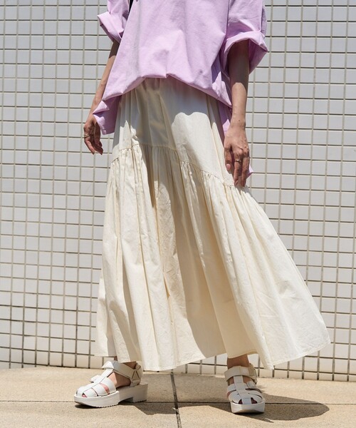 FREAK'S STORE(フリークスストア)の「ラウンドティアードスカート(スカート・レディース・その他1/オフホワイト/ブラック・フリ-)」の15枚目の写真
