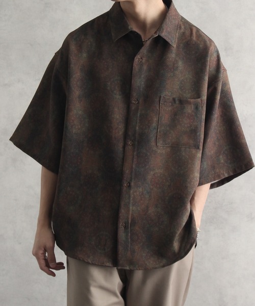 welise(ウェライズ)の「【welise/ウェライズ】リッチドレープスムース 総柄 ハーフスリーブ オーバーサイズシャツ(シャツ/ブラウス・メンズ・ブラウン系その他3/ホワイト系その他/グレー系その他2/ブラック系その他/ブラウン系その他2/ブラック系その他2/ブラック×レッド/ブラウン系その他/グレー系その他/ブラック系その他3/ホワイト系その他2/ブラック×グレー/ブラウン系その他4/ホワイト系その他3/ブラウン系その他5/ブラウン系その他6/ブラック×ブルー/ブラック系その他4・S/M/L)」の14枚目の写真