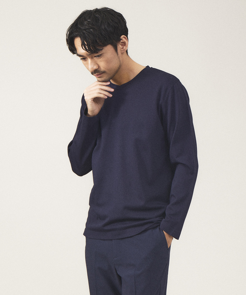ABAHOUSE GRAY(アバハウスグレイ)の「【Vネック】ポンチ 長袖 Tシャツ(Tシャツ/カットソー・メンズ・ホワイト/ライトグレー/ブラック/ネイビー・46/48)」の4枚目の写真