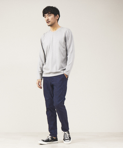ABAHOUSE GRAY(アバハウスグレイ)の「【Vネック】ポンチ 長袖 Tシャツ(Tシャツ/カットソー・メンズ・ホワイト/ライトグレー/ブラック/ネイビー・46/48)」の12枚目の写真