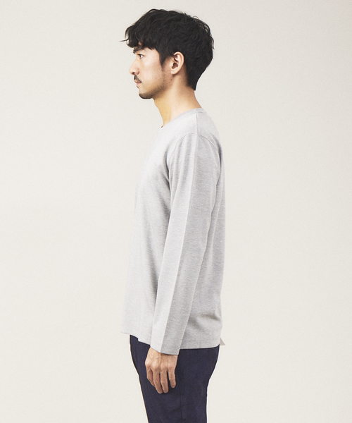 ABAHOUSE GRAY(アバハウスグレイ)の「【Vネック】ポンチ 長袖 Tシャツ(Tシャツ/カットソー・メンズ・ホワイト/ライトグレー/ブラック/ネイビー・46/48)」の13枚目の写真