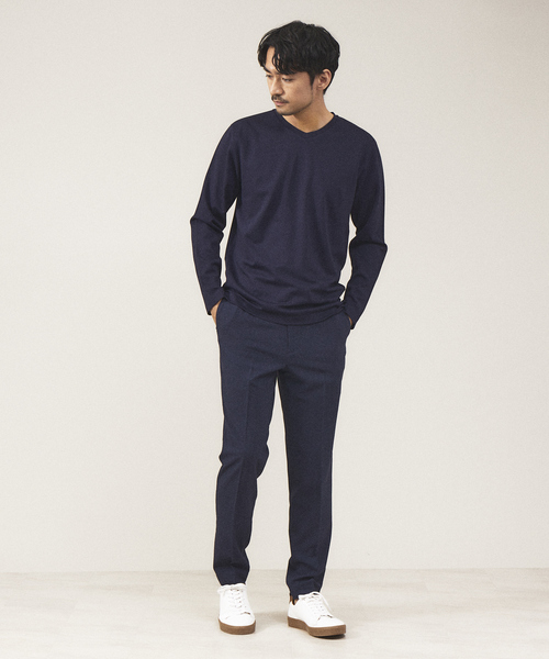 ABAHOUSE GRAY(アバハウスグレイ)の「【Vネック】ポンチ 長袖 Tシャツ(Tシャツ/カットソー・メンズ・ホワイト/ライトグレー/ブラック/ネイビー・46/48)」の11枚目の写真