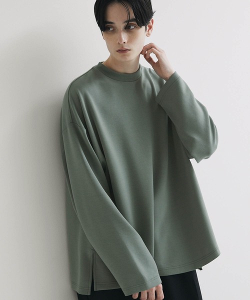 Anchor Smith(アンカー スミス)の「ハイポンチ ビッグシルエットドレープ長袖カットソー(Tシャツ/カットソー・メンズ・ベージュ/ライトグレー/ホワイト/グリーン系/ブラック/グレイッシュブルー/ワイン/ブルー・M/L)」の5枚目の写真
