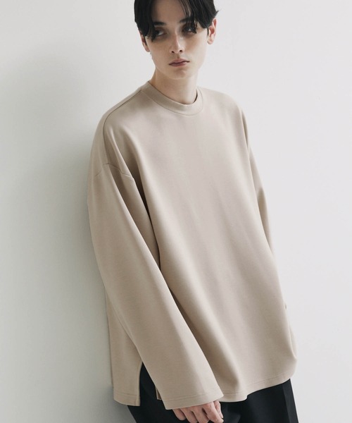 Anchor Smith(アンカー スミス)の「ハイポンチ ビッグシルエットドレープ長袖カットソー(Tシャツ/カットソー・メンズ・ベージュ/ライトグレー/ホワイト/グリーン系/ブラック/グレイッシュブルー/ワイン/ブルー・M/L)」の4枚目の写真