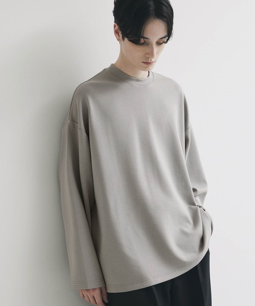 Anchor Smith(アンカー スミス)の「ハイポンチ ビッグシルエットドレープ長袖カットソー(Tシャツ/カットソー・メンズ・ベージュ/ライトグレー/ホワイト/グリーン系/ブラック/グレイッシュブルー/ワイン/ブルー・M/L)」の2枚目の写真