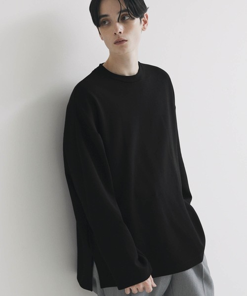 Anchor Smith(アンカー スミス)の「ハイポンチ ビッグシルエットドレープ長袖カットソー(Tシャツ/カットソー・メンズ・ベージュ/ライトグレー/ホワイト/グリーン系/ブラック/グレイッシュブルー/ワイン/ブルー・M/L)」の3枚目の写真