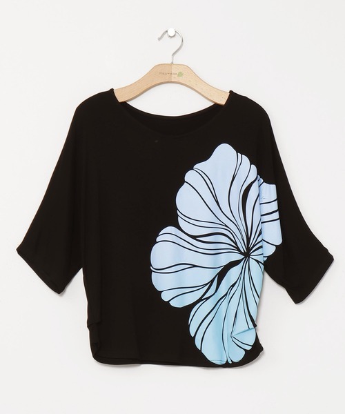 Maunaloa(マウナロア)の「【Maunaloa】ハイビドルマントップス(Tシャツ/カットソー・レディース・ブラック/グレー/チャコール/ブラック×ピンク・L/M)」の2枚目の写真
