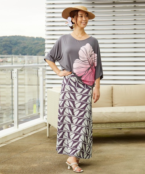 Maunaloa(マウナロア)の「【Maunaloa】ハイビドルマントップス(Tシャツ/カットソー・レディース・ブラック/グレー/チャコール/ブラック×ピンク・L/M)」の10枚目の写真