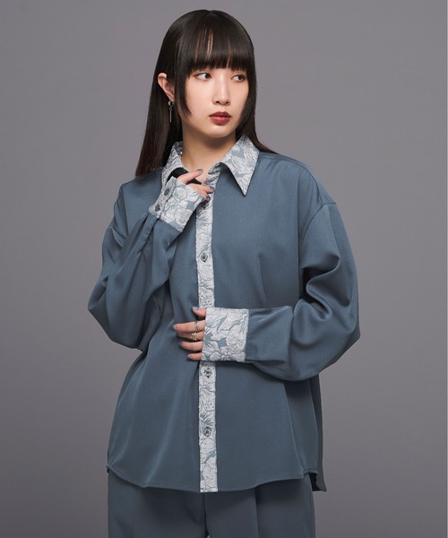 Ellno Loset(エルノロゼット)の「ジャガードクレリックシャツ(シャツ/ブラウス・メンズ・ブラック/オフホワイト/ブルー・MEDIUM/LARGE)」の3枚目の写真