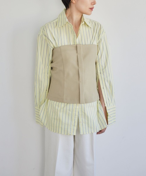 LEPSIM(レプシィム)の「【FOR I SERIES】ボタンツキビスチェ 190582(チューブトップ・レディース・ベージュ/ブラック・MEDIUM/LARGE/SMALL)」の1枚目の写真