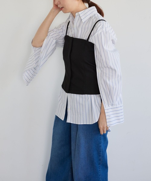 LEPSIM(レプシィム)の「【FOR I SERIES】ボタンツキビスチェ 190582(チューブトップ・レディース・ベージュ/ブラック・MEDIUM/LARGE/SMALL)」の2枚目の写真