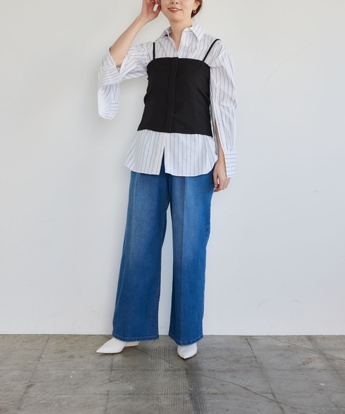 LEPSIM(レプシィム)の「【FOR I SERIES】ボタンツキビスチェ 190582(チューブトップ・レディース・ベージュ/ブラック・MEDIUM/LARGE/SMALL)」の4枚目の写真