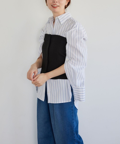 LEPSIM(レプシィム)の「【FOR I SERIES】ボタンツキビスチェ 190582(チューブトップ・レディース・ベージュ/ブラック・MEDIUM/LARGE/SMALL)」の7枚目の写真