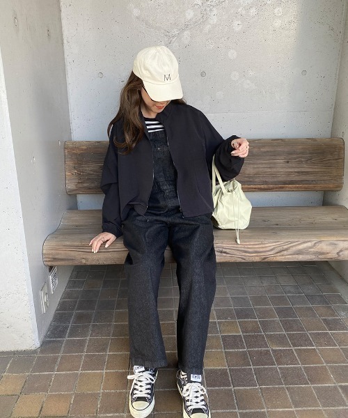 ISOOK(アイスー)の「Oversized nylon jacket / オーバーサイズナイロンジャケット(miho select)(ナイロンジャケット・レディース・ブラック/アイボリー・FREE)」の6枚目の写真