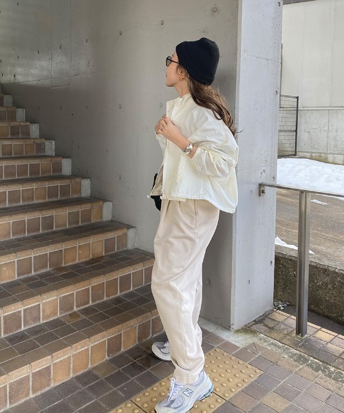 ISOOK(アイスー)の「Oversized nylon jacket / オーバーサイズナイロンジャケット(miho select)(ナイロンジャケット・レディース・ブラック/アイボリー・FREE)」の14枚目の写真