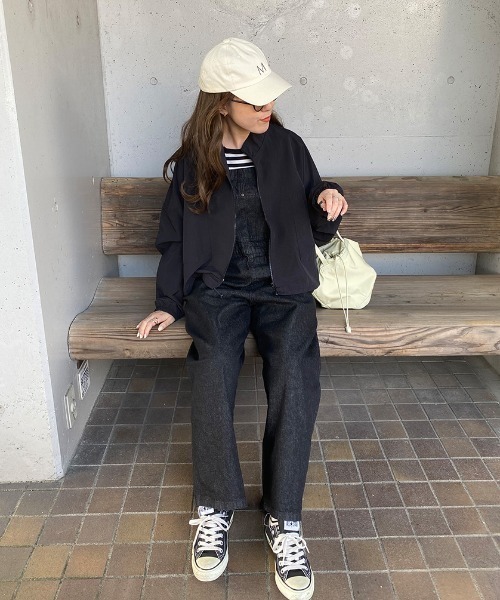 ISOOK(アイスー)の「Oversized nylon jacket / オーバーサイズナイロンジャケット(miho select)(ナイロンジャケット・レディース・ブラック/アイボリー・FREE)」の7枚目の写真