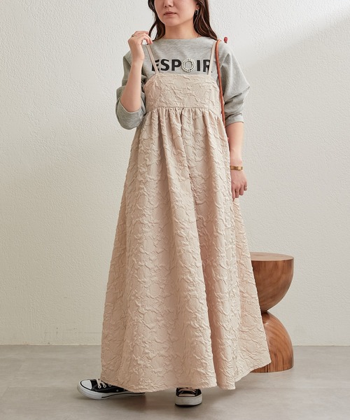 Pal collection（パルコレクション）の「ふくれジャガードキャミワンピース（ワンピース・レディース・グレー系その他/ブラック・FREE）」の3枚目の写真