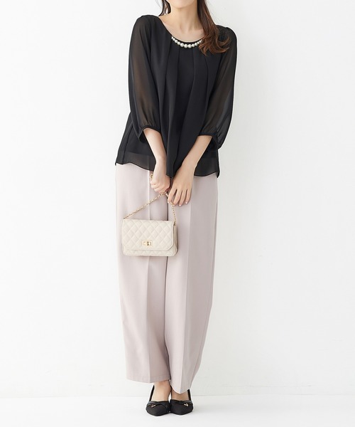 alotta(アロッタ)の「2WAYシフォンタックブラウス(7分袖)(シャツ/ブラウス・レディース・グリーン/イエロー/ライトグレー/グレイッシュブルー/レディッシュグレー/オフホワイト/ライトピンク/ブラック/オレンジ系その他/ネイビー/ラベンダー・MEDIUM/LARGE/XXXX-LARGE/XXX-LARGE/SMALL/XX-LARGE/X-LARGE)」の13枚目の写真