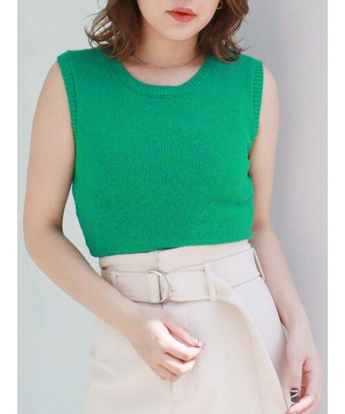 MURUA(ムルーア)の「ファインベーシックニットタンク(タンクトップ・レディース・ブラック/グリーン/アイボリー/モカ・FREE)」の4枚目の写真