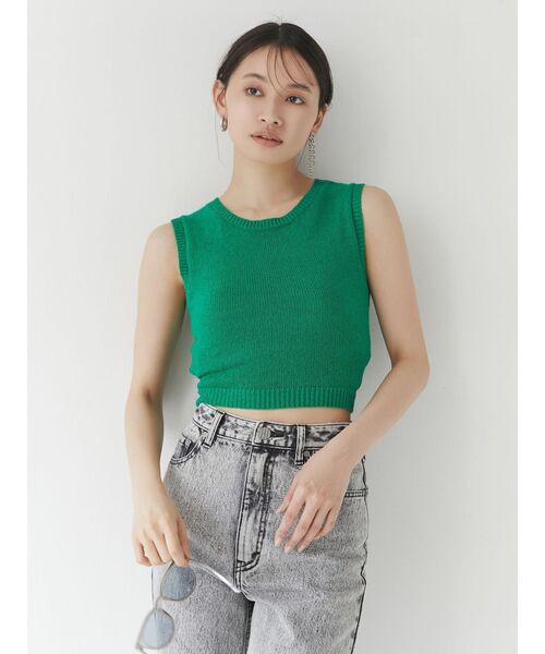 MURUA(ムルーア)の「ファインベーシックニットタンク(タンクトップ・レディース・ブラック/グリーン/アイボリー/モカ・FREE)」の7枚目の写真