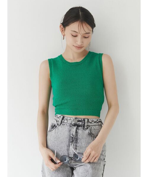 MURUA(ムルーア)の「ファインベーシックニットタンク(タンクトップ・レディース・ブラック/グリーン/アイボリー/モカ・FREE)」の5枚目の写真