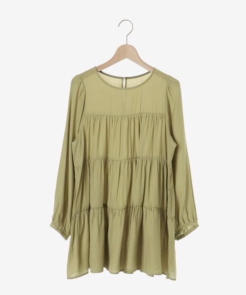 le.coeur blanc（ルクールブラン）の「ドビーストライプティアードブラウス（シャツ/ブラウス・レディース・ブラック/オリーブ/アイボリー・38）」の11枚目の写真