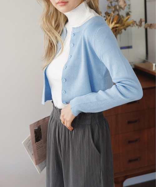 kirakiraShop(キラキラショップ)の「コンパクト シルエット クロップド カーディガン(カーディガン/ボレロ・レディース・ホワイト/ライトブルー/ブラック/グレー・FREE)」の15枚目の写真