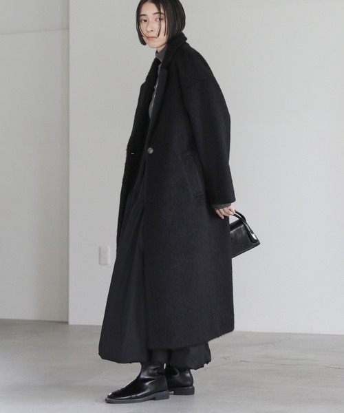 select MOCA（セレクトモカ）の「シャギーロングチェスターコート（チェスターコート・レディース・ブラック/グレイッシュベージュ/チャコールグレー・FREE）」の18枚目の写真