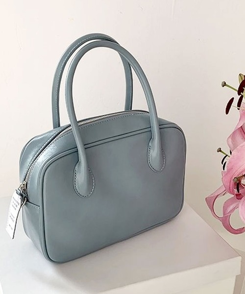 florist（フローリスト）の「【2WAY/3WAY】スクエアシルエットのシンプルレザーハンドバッグ/ショルダーバッグ（ボストンバッグ・レディース・ライトブルー/ホワイト/ブラック・FREE）」の3枚目の写真