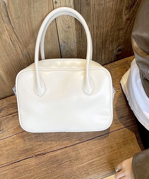 florist（フローリスト）の「【2WAY/3WAY】スクエアシルエットのシンプルレザーハンドバッグ/ショルダーバッグ（ボストンバッグ・レディース・ライトブルー/ホワイト/ブラック・FREE）」の11枚目の写真