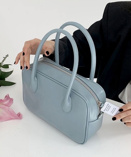 florist（フローリスト）の「【2WAY/3WAY】スクエアシルエットのシンプルレザーハンドバッグ/ショルダーバッグ（ボストンバッグ・レディース・ライトブルー/ホワイト/ブラック・FREE）」の9枚目の写真