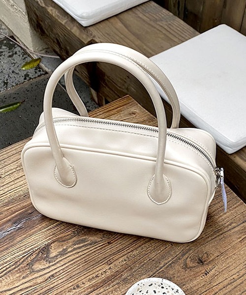 florist（フローリスト）の「【2WAY/3WAY】スクエアシルエットのシンプルレザーハンドバッグ/ショルダーバッグ（ボストンバッグ・レディース・ライトブルー/ホワイト/ブラック・FREE）」の13枚目の写真