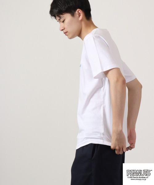 PEANUTS(ピーナッツ)の「PEANUTS チェーンステッチ Tシャツ 半袖(Tシャツ/カットソー・レディース・オフホワイト/カーキ/グレイッシュブルー/チャコール/ブラック/ホワイト・M/L/LL)」の16枚目の写真