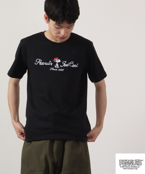 PEANUTS(ピーナッツ)の「PEANUTS チェーンステッチ Tシャツ 半袖(Tシャツ/カットソー・レディース・オフホワイト/カーキ/グレイッシュブルー/チャコール/ブラック/ホワイト・M/L/LL)」の12枚目の写真