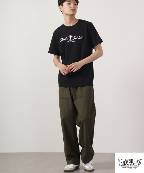 PEANUTS(ピーナッツ)の「PEANUTS チェーンステッチ Tシャツ 半袖(Tシャツ/カットソー・レディース・オフホワイト/カーキ/グレイッシュブルー/チャコール/ブラック/ホワイト・M/L/LL)」の18枚目の写真