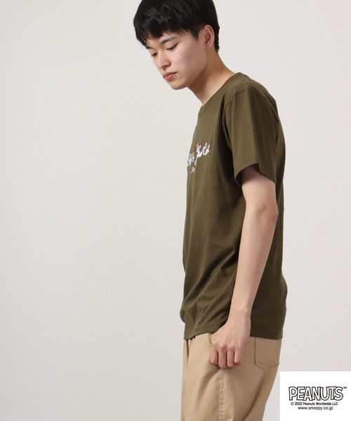 PEANUTS(ピーナッツ)の「PEANUTS チェーンステッチ Tシャツ 半袖(Tシャツ/カットソー・レディース・オフホワイト/カーキ/グレイッシュブルー/チャコール/ブラック/ホワイト・M/L/LL)」の14枚目の写真