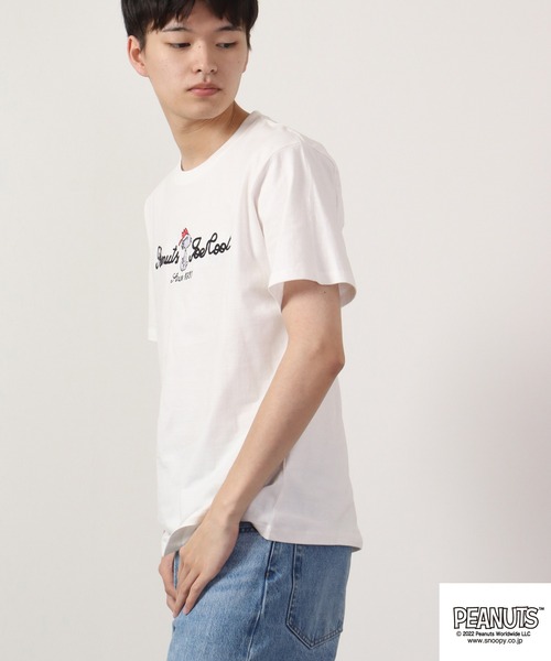 PEANUTS(ピーナッツ)の「PEANUTS チェーンステッチ Tシャツ 半袖(Tシャツ/カットソー・レディース・オフホワイト/カーキ/グレイッシュブルー/チャコール/ブラック/ホワイト・M/L/LL)」の17枚目の写真