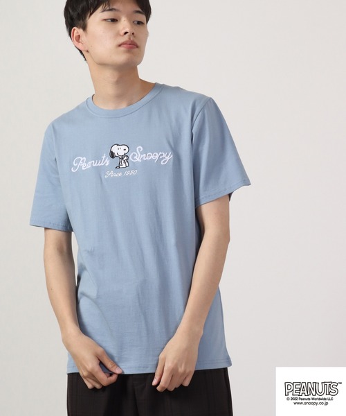 PEANUTS(ピーナッツ)の「PEANUTS チェーンステッチ Tシャツ 半袖(Tシャツ/カットソー・レディース・オフホワイト/カーキ/グレイッシュブルー/チャコール/ブラック/ホワイト・M/L/LL)」の20枚目の写真