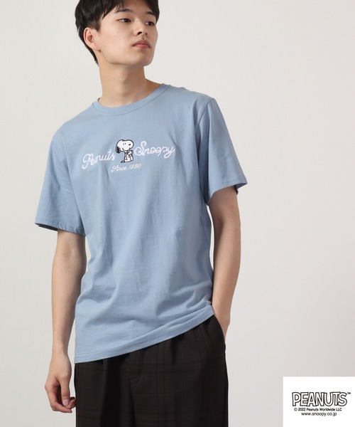 PEANUTS(ピーナッツ)の「PEANUTS チェーンステッチ Tシャツ 半袖(Tシャツ/カットソー・レディース・オフホワイト/カーキ/グレイッシュブルー/チャコール/ブラック/ホワイト・M/L/LL)」の10枚目の写真