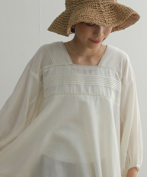 DESIGNWORKS ピンタック レース ブラウス ポンチョ風 ホワイト URBAN RESEARCH DOORS（アーバンリサーチドアーズ）の「ピンタック