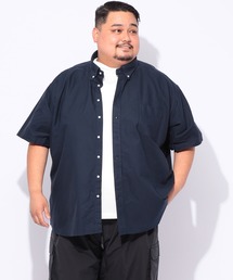 【大きいサイズ 別注】綿100% ナチュラルストレッチ ボタンダウン 半袖みつぼしシャツ