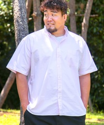 【大きいサイズ 別注】綿100% ナチュラルストレッチ ボタンダウン 半袖みつぼしシャツ