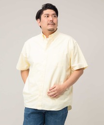 【大きいサイズ 別注】綿100% ナチュラルストレッチ ボタンダウン 半袖みつぼしシャツ