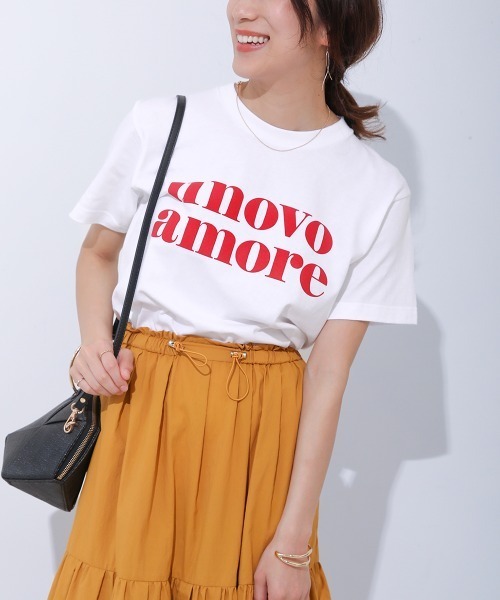 Bou Jeloud(ブージュルード)の「unovo amoreロゴTee(Tシャツ/カットソー・レディース・ネイビー/オフホワイト・FREE)」の2枚目の写真