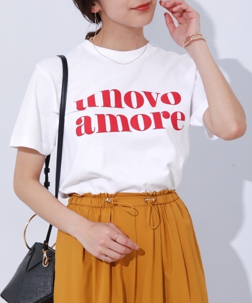 Bou Jeloud(ブージュルード)の「unovo amoreロゴTee(Tシャツ/カットソー・レディース・ネイビー/オフホワイト・FREE)」の3枚目の写真