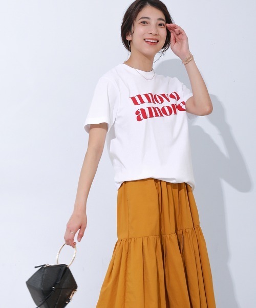 Bou Jeloud(ブージュルード)の「unovo amoreロゴTee(Tシャツ/カットソー・レディース・ネイビー/オフホワイト・FREE)」の6枚目の写真
