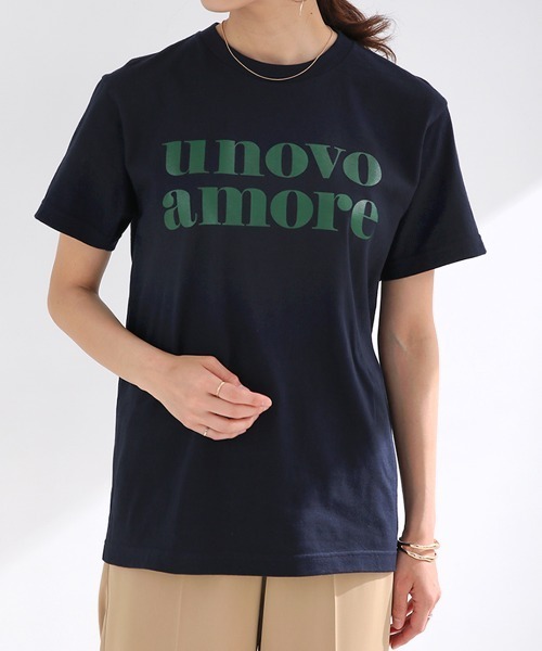 Bou Jeloud(ブージュルード)の「unovo amoreロゴTee(Tシャツ/カットソー・レディース・ネイビー/オフホワイト・FREE)」の11枚目の写真