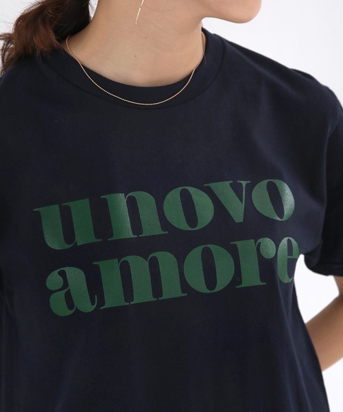 Bou Jeloud(ブージュルード)の「unovo amoreロゴTee(Tシャツ/カットソー・レディース・ネイビー/オフホワイト・FREE)」の13枚目の写真